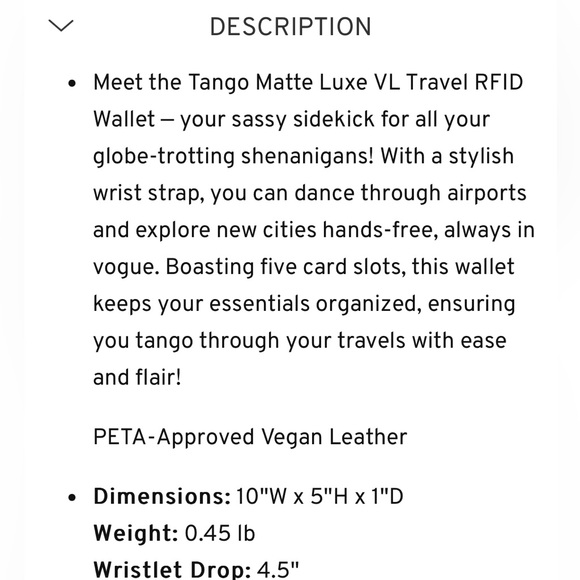 LUG TANGO WALLET MATTE LUXE VL, BLUE MOON, NWT - Picture 7 of 8